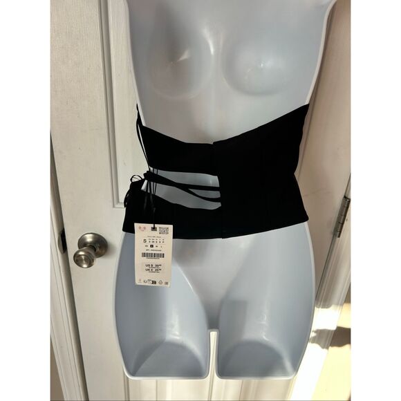 Zara NWT black crop top with cut out side boho prefect for a night out size S - Picture 3 of 5